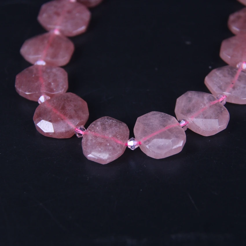 22 шт/прядь граненые Клубничные кварцевые плиты саморезы свободные бусины