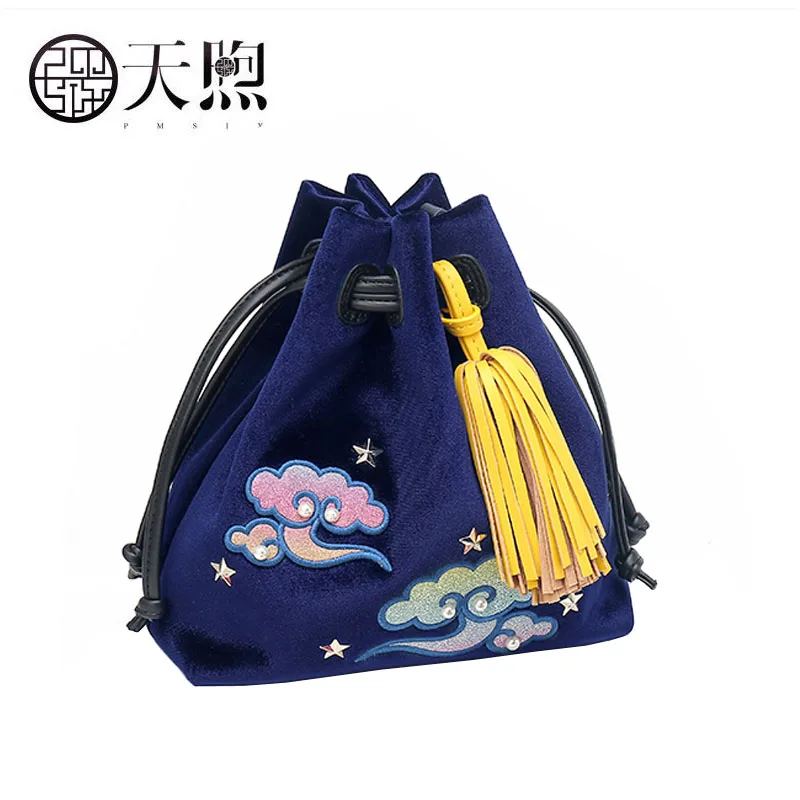 Pmsix 2020 новая бархатная сумка с вышивкой в стиле ретро модная через плечо