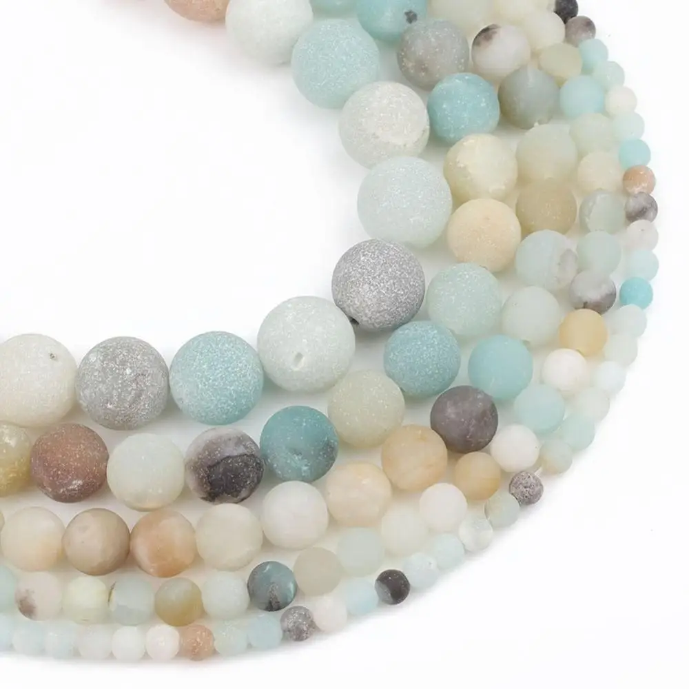 Женские круглые бусины Amazonite для изготовления ювелирных изделий 4/6/8/10/12 мм