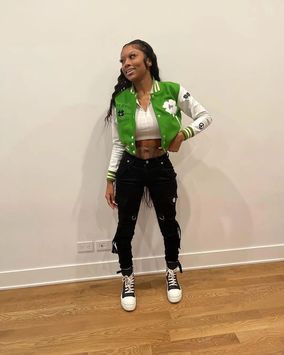 

Coffeehot Women's jacket autumn and winter new style cropped Basketball casual fashion printed patchwork jackets for women