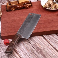 traditional handmade forged kitchen knife hammer stainless steel chefs chopper cooking knives wooden meat slicer butcher