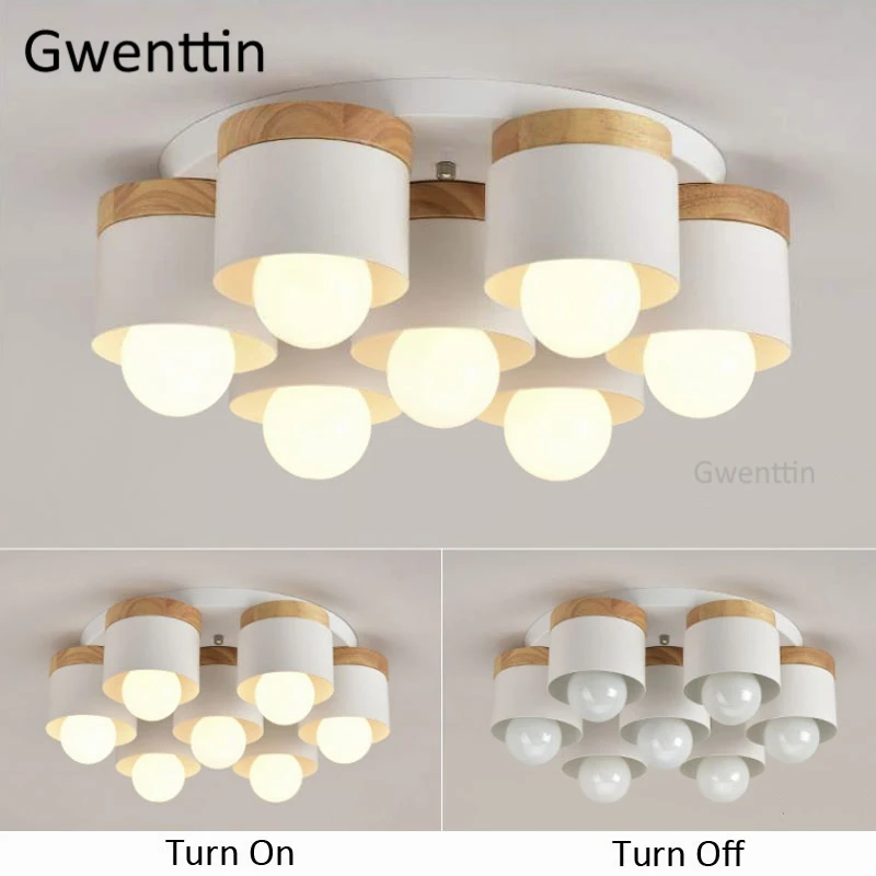 Современный деревянный светодиодный потолочный светильник скандинавские