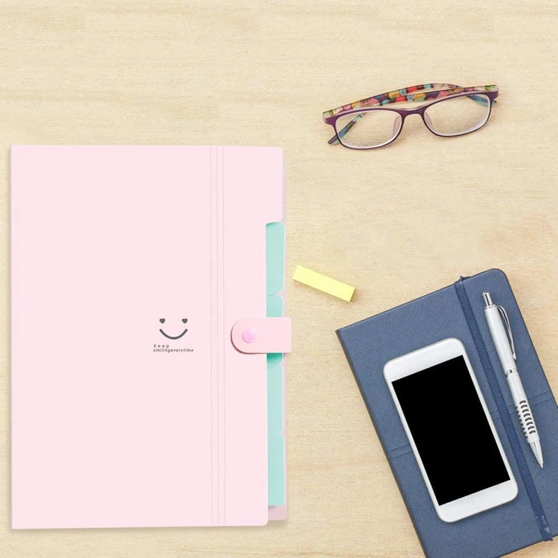 

5 Pcs Expanding File Folders Accordion Document Organizer, A4 Paper Plastic File Folder 5 Pocket Expandable File Jackets