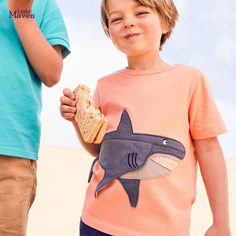 Футболка для мальчиков и девочек Little maven летняя футболка с аппликацией животных