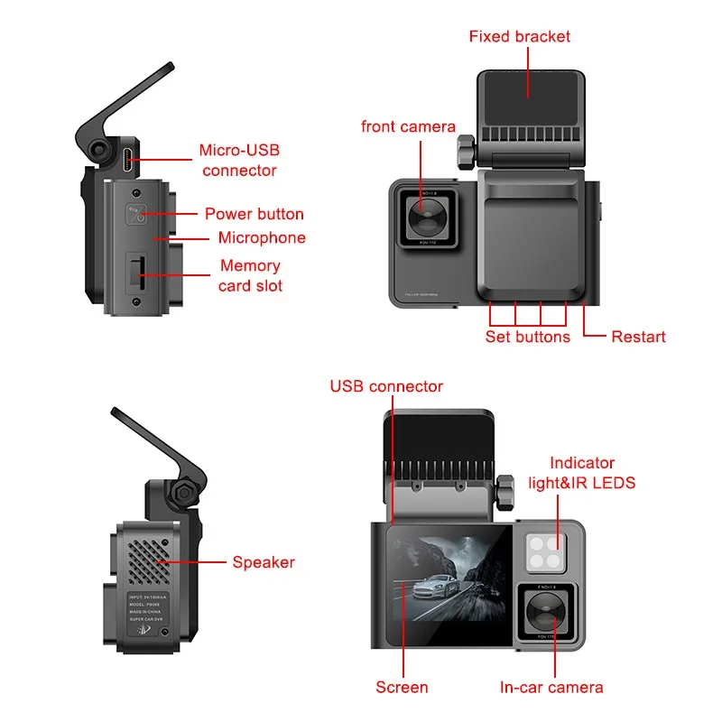 

2 inch 1080P driving recorder with WiFi car video recorder night vision DVR driving recorder parking monitoring