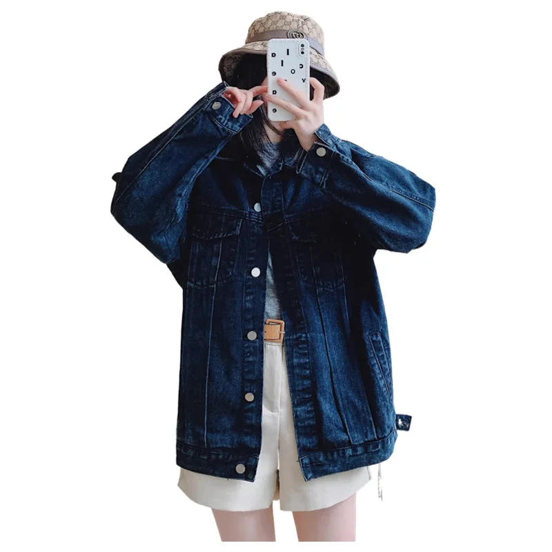 

Spring Autumn Fashion Women Large Size Cartoon Print Loose Casual Couple Style Denim Coats Korean Version Vintage Female Jackets