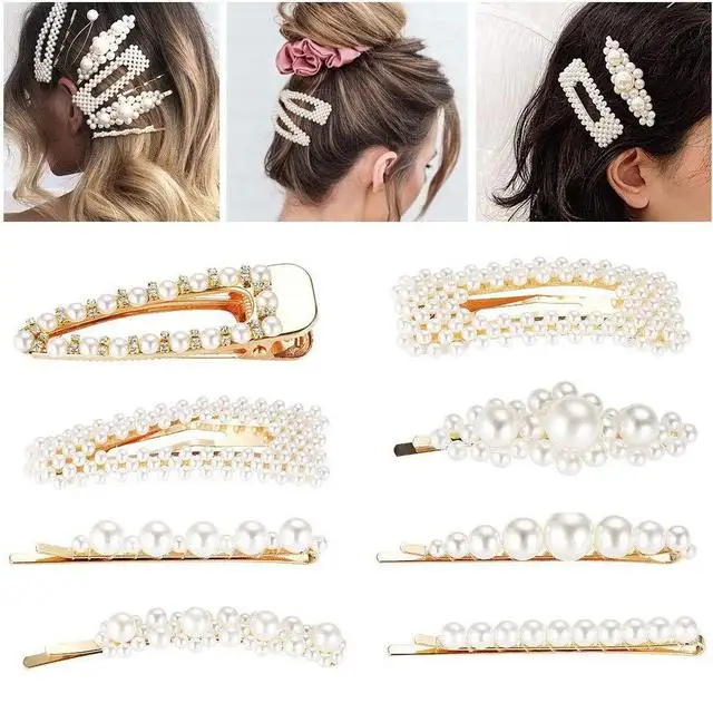

1 Set Fashion Pearl Imitation Beads Hair Clip for Women Girls Elegant Handmade Alloy Barrettes Hairgrip Hair Style Accessories