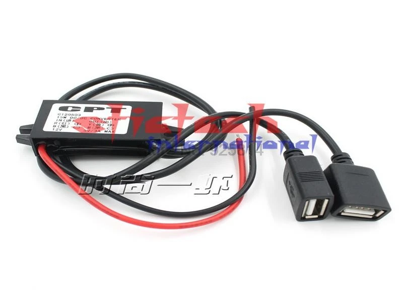 Dhl ИЛИ ems 200 шт. автомобильное зарядное устройство для мотоцикла с двумя USB DC 12V до 5V