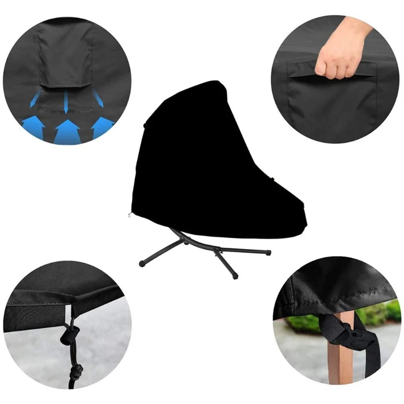 

W3JA 73Inch Outdoor Hanging Chaise Lounge Cover Courtyard Patio Lounger Swing Chair Stand Hammock Waterproof Protector