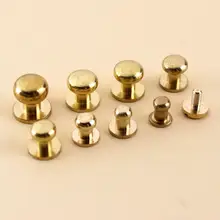 10pcs Solid brass  sam brown browne button screw back Round head ball post studs nail rivets leather craft accessory