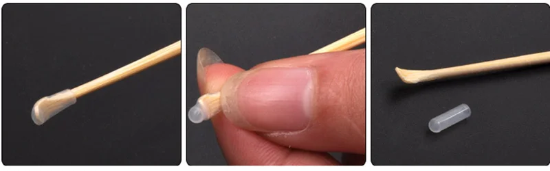 Бамбуковая деревянная ложка для чистки ушей противоскользящая Зеленая