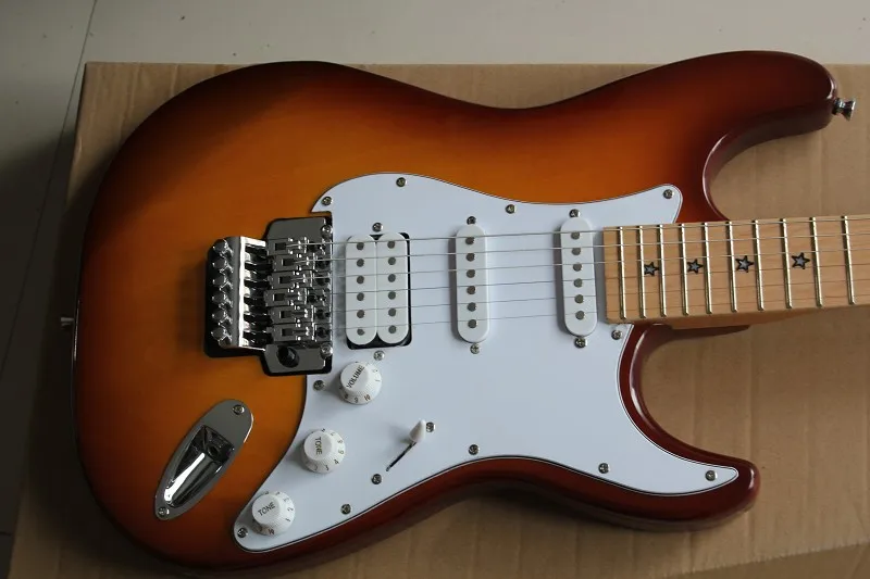 

Новая Кленовая пятиконечная звезда инкрустация грифа 6 струн закат тремоло Электрическая гитара бесплатная доставка