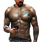 Модная Летняя мужская футболка с 3D принтом в виде мышц, уличный тренд, повседневный и удобный Универсальный Свободный Топ большого размера