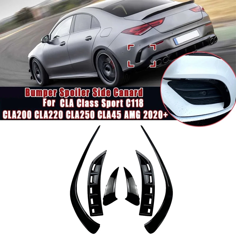

6Pcs Car Front & Rear Bumper Splitter Spoilers Side Canard Trim for Mercedes-Benz CLA C118 CLA200 260 2020+