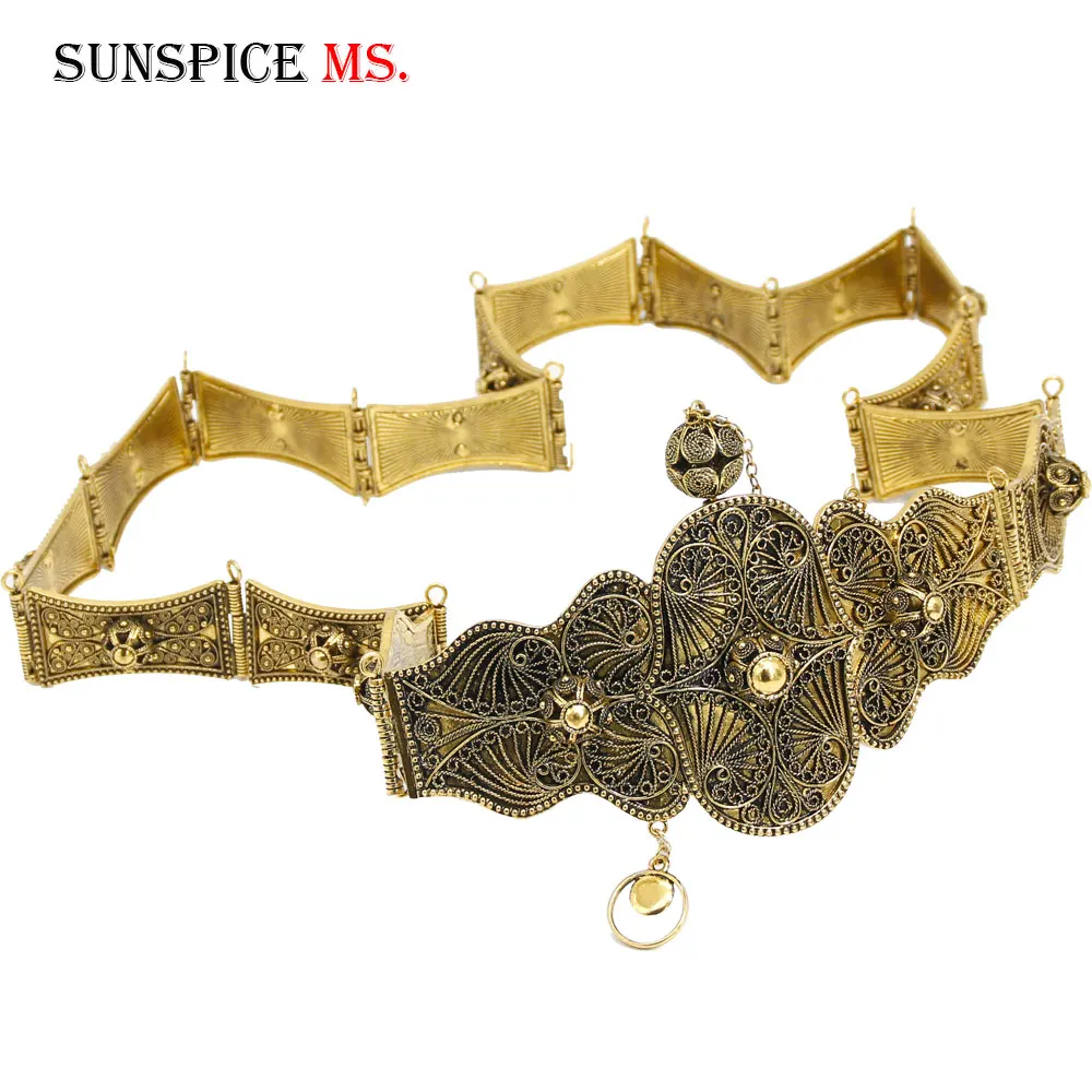 Sunspicems этнический металлический Каспийский пояс для женщин свадебное платье