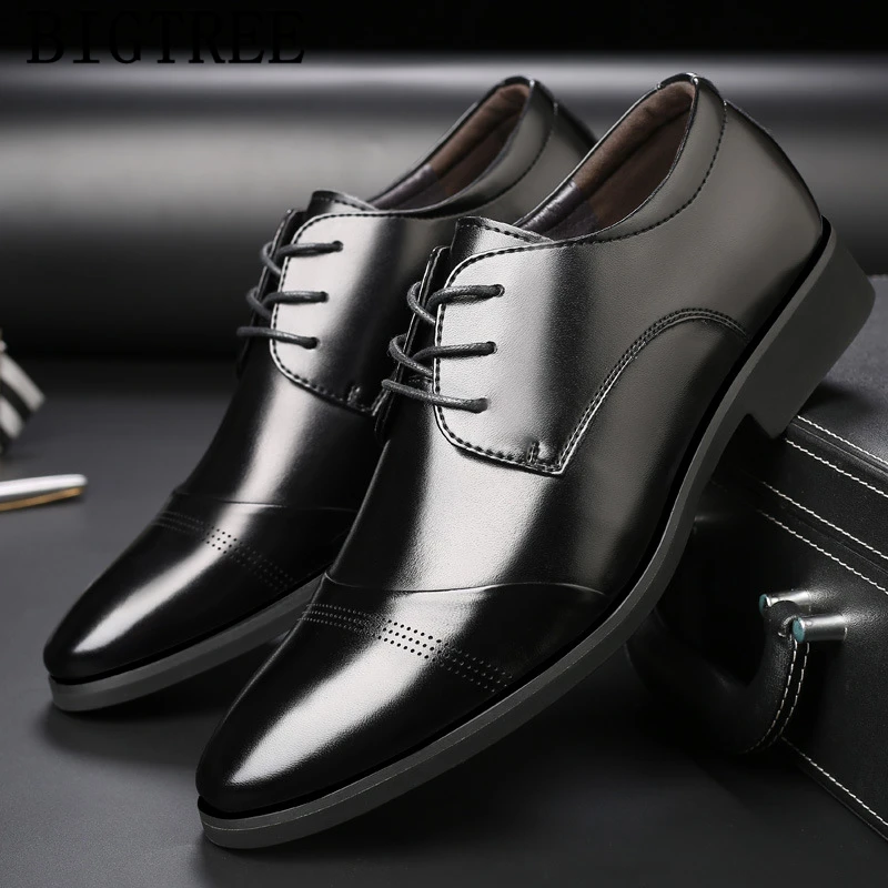 Туфли оксфорды коричневые классические кожаные мужские офисные туфли Мужская