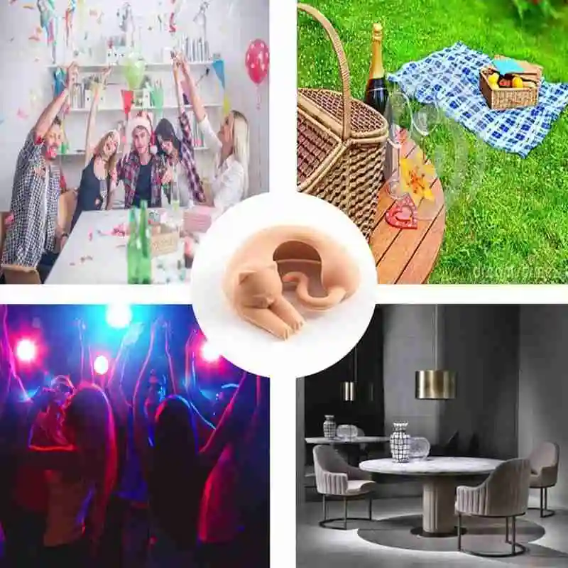 

6Pcs/Set Party Holiday Decoration Gifts Cat Shape Silicone Cup Label Wine Sticker Marker Glass Z9X9