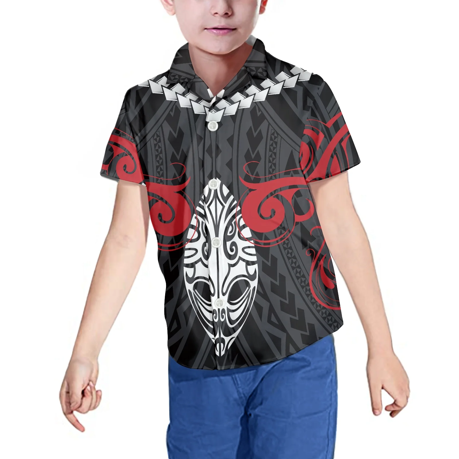 

Hycool Shirt For Boy Hawaii Flower Polynesian Tribal Print Fashion Clothes For Teenagers New Arrivals Summer Tops For Children