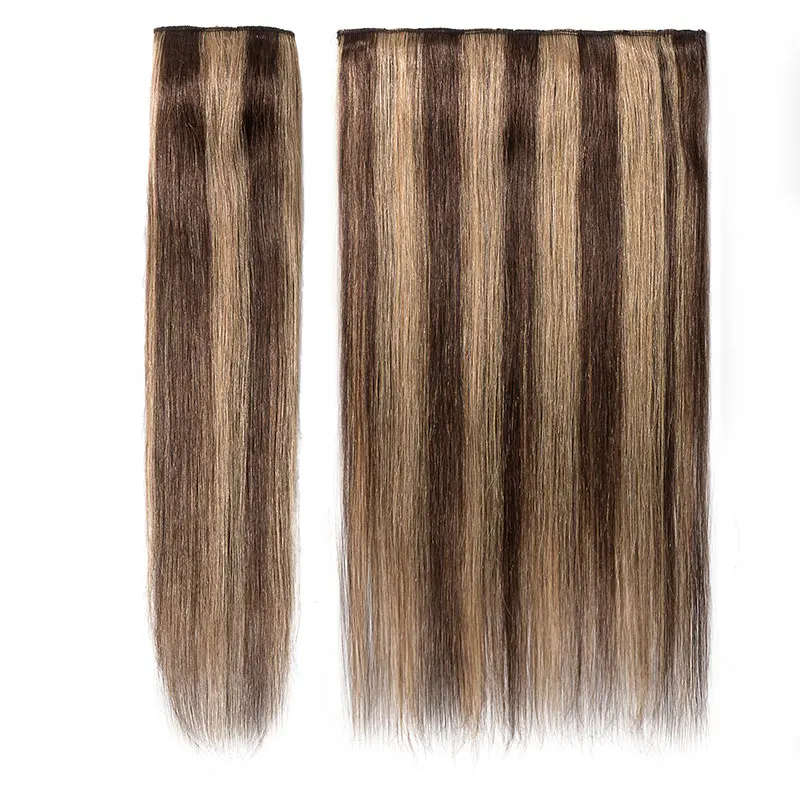 SEGO 1"-24" клип в одном куске настоящие человеческие волосы для наращивания 1 p/w 5 клипов не Реми кусок прямые индийские волосы 40 г-60 г