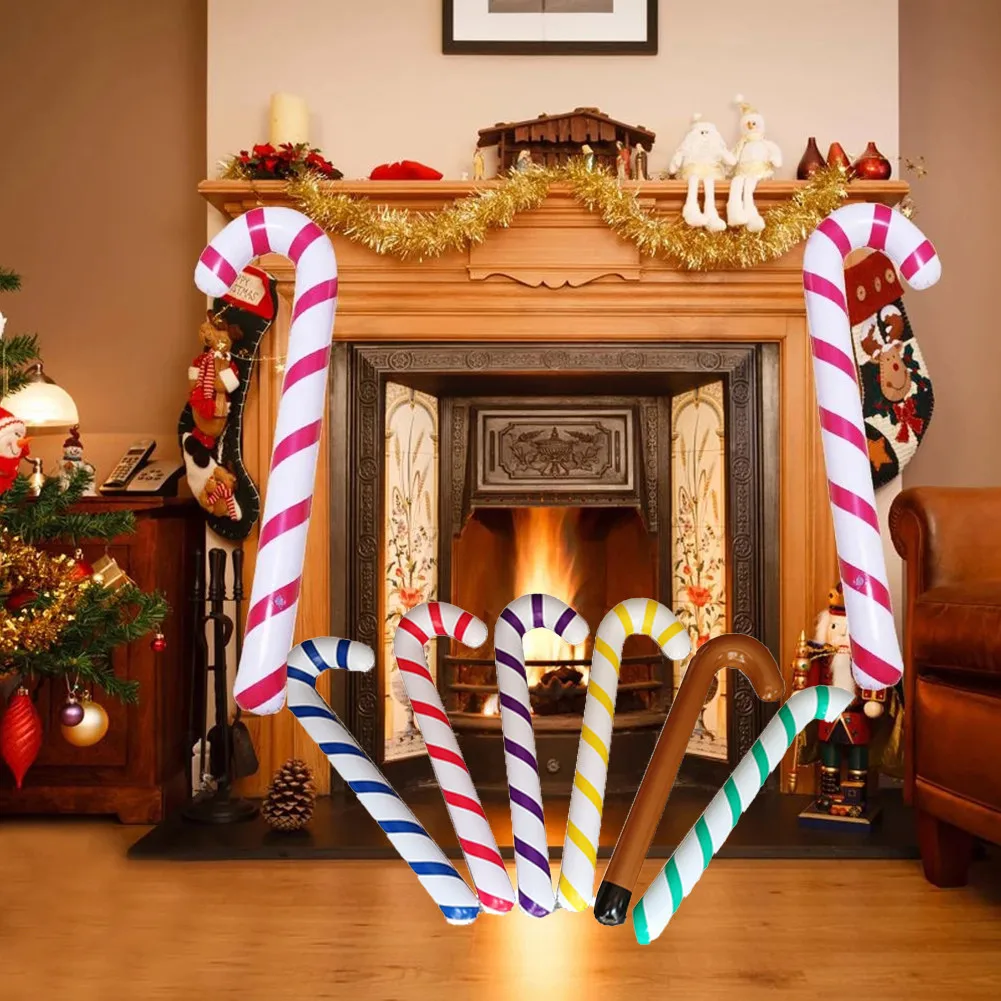 

Plastic Giant Inflatable Candy Cane Stick For Home Xmas Tree Home Outdoor Decor Xmas Gifts Navidad 2021 New Year Decor