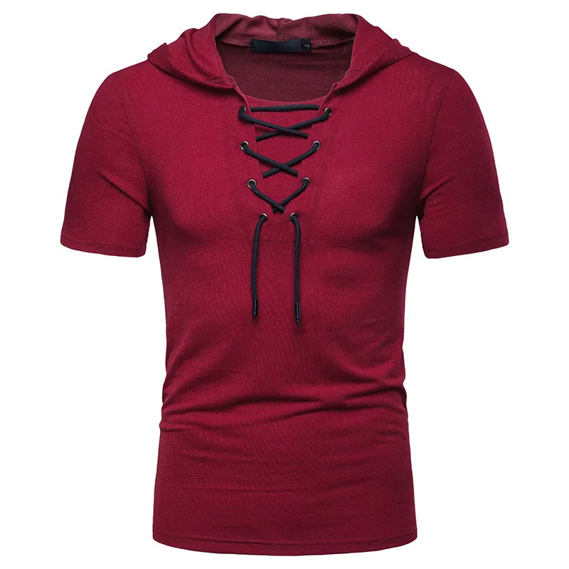 

Hooded T Shirt Men 2019 New Short Sleeve Streetwear O Neck Mens tshirts Summer Casual Slim Fit Hoody Tee Shirt Homme Top Tees