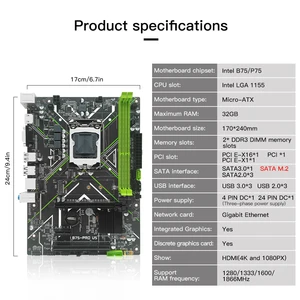 machinist b75 motherboard lga 1155 support intel i3i5i7 processor cpu and ddr3 16g memory ram with hdmi vga b75 pro u5 free global shipping