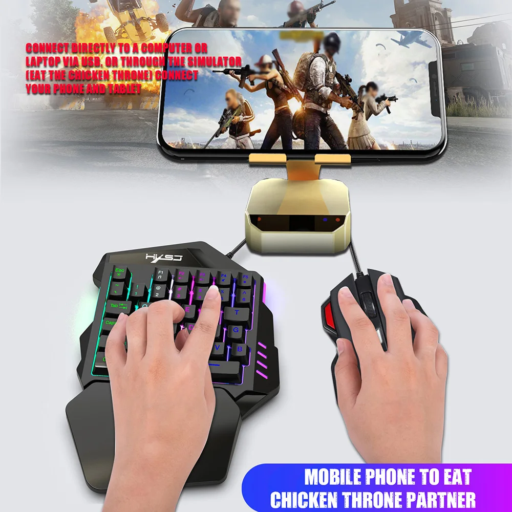 Эргономичная многоцветная игровая клавиатура с подсветкой для одной руки набор