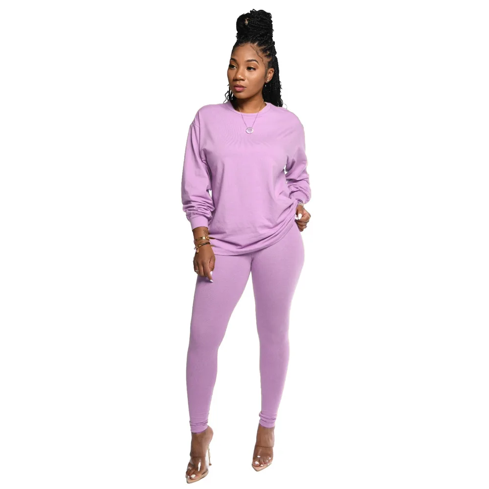 

Zoctuo Solid Two Piece Set Long Sleeve Women's Set Tee Tops and Leggings Jogger Pants Set Suit Tracksuit Matching Set Outfit