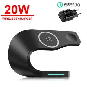 20W Wireless Charger 4 In 1 Magnetic Qi Fast Charging Dock Station For Airpods Pro Apple Watch 6 5 4
