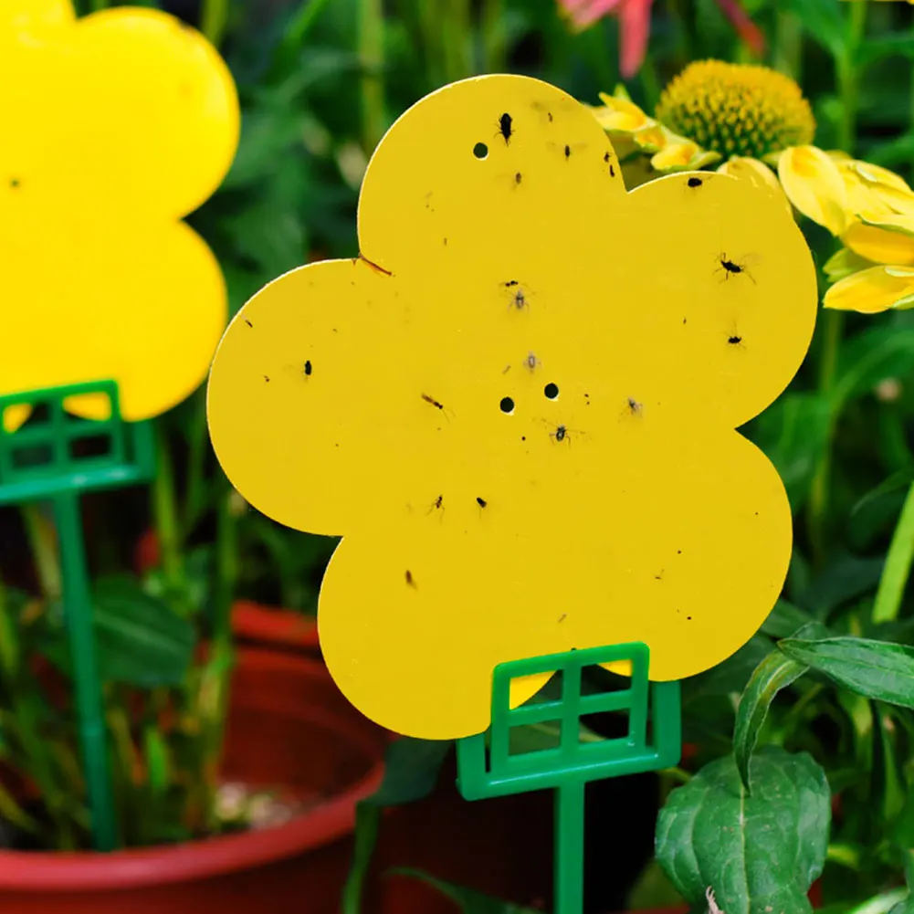 Yellow Flower Type Sticky Insect Board Bracket Double-sided Trap Control Pest Garden Plant Mosquito Tool | Дом и сад