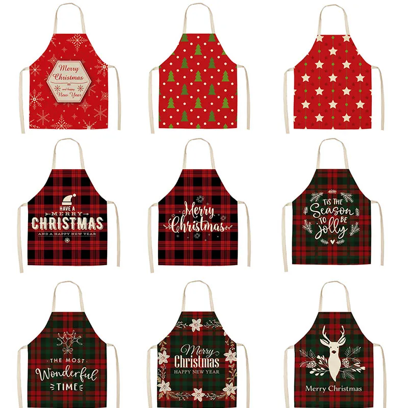 

Linen Merry Christmas Apron Christmas Decorations for Home Kitchen Accessories 2020 New Year Christmas Gifts