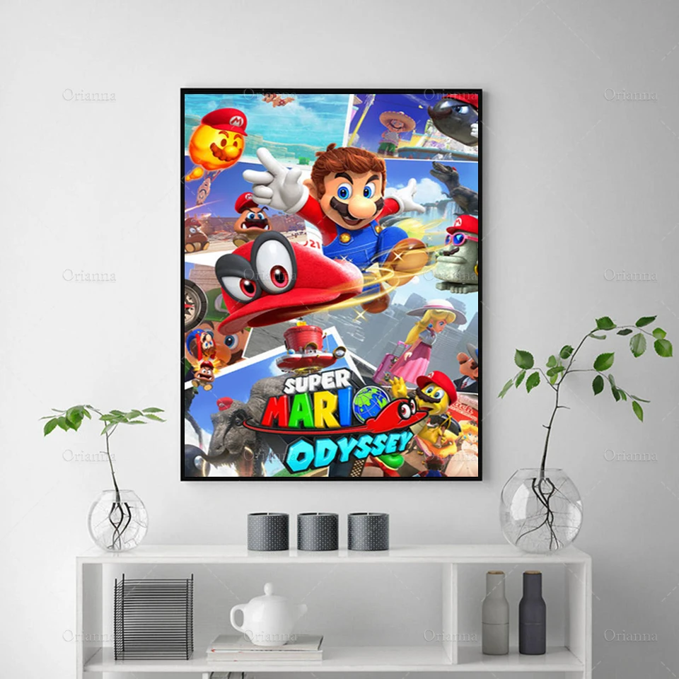 Картина Супер Марио для видеоигр популярное искусство винтажный холст плакат