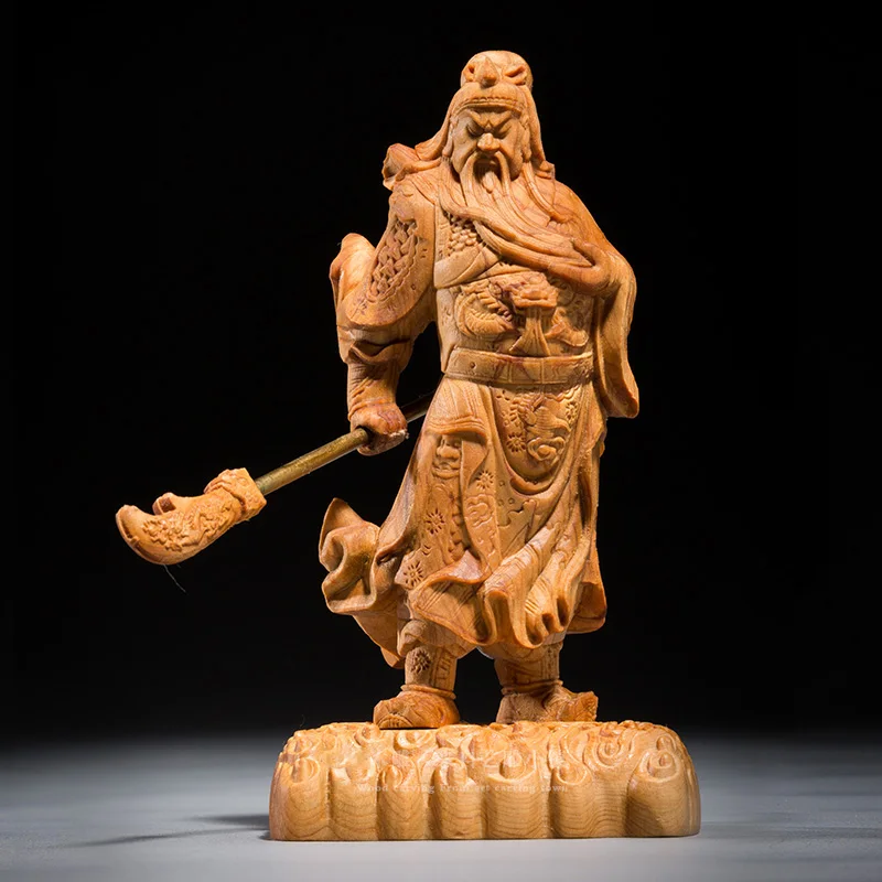 

13cm Guan Gong Wood People Sculpture Dynasty Warriors Guan Yu Craft Home Decoration Chinese Figure