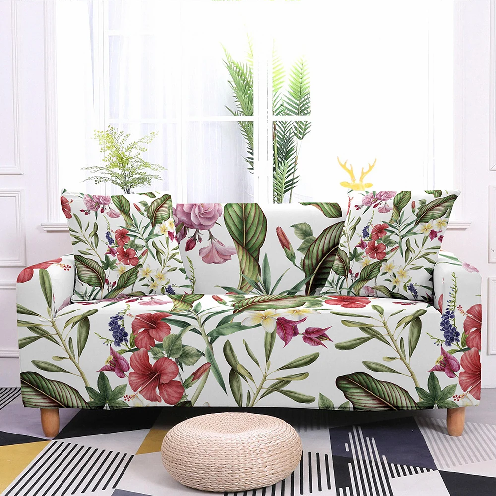Leaves Pattern Elastic Sofa Slipcover for Living Room Universal Cover Flower Printed Couch 1/2/3/4 Seaters | Дом и сад