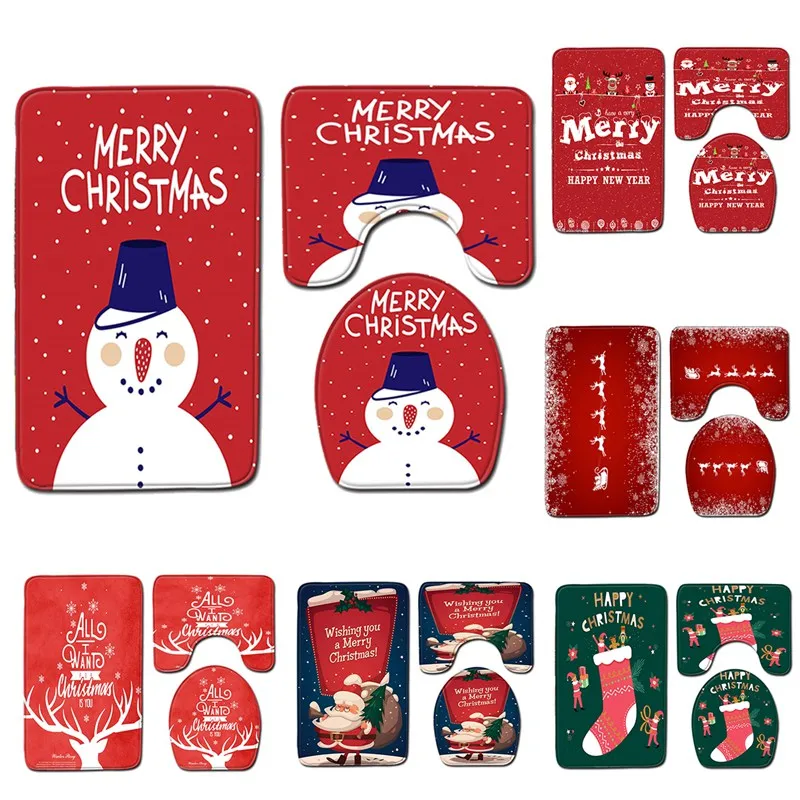 Staraise Santa Claus Toilet Cover Bathroom Set Christmas Decoration For Home Merry Navidad 2021 Happy New Year 2022 | Дом и сад