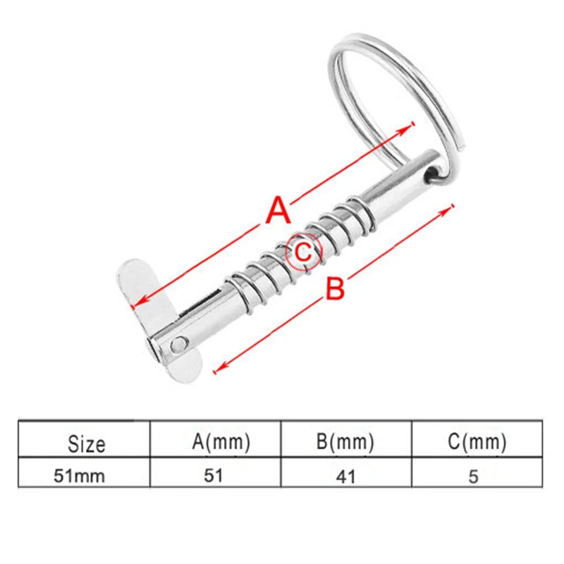 

4Pcs 51mm Marine Grade Quick Release Pin for Boat Bimini Top Deck Hinge Marine Hardware