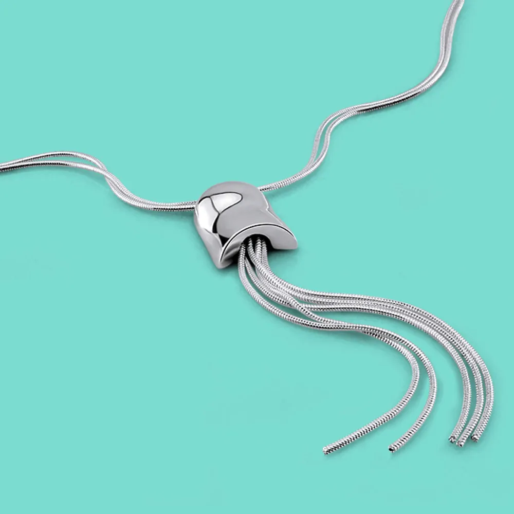 

Благородной дамы 925 Стерлинговое серебро подвеска-кисточка для ожерелья чистого серебра ожерелье змейки вечерние аксессуары Подарок на го...