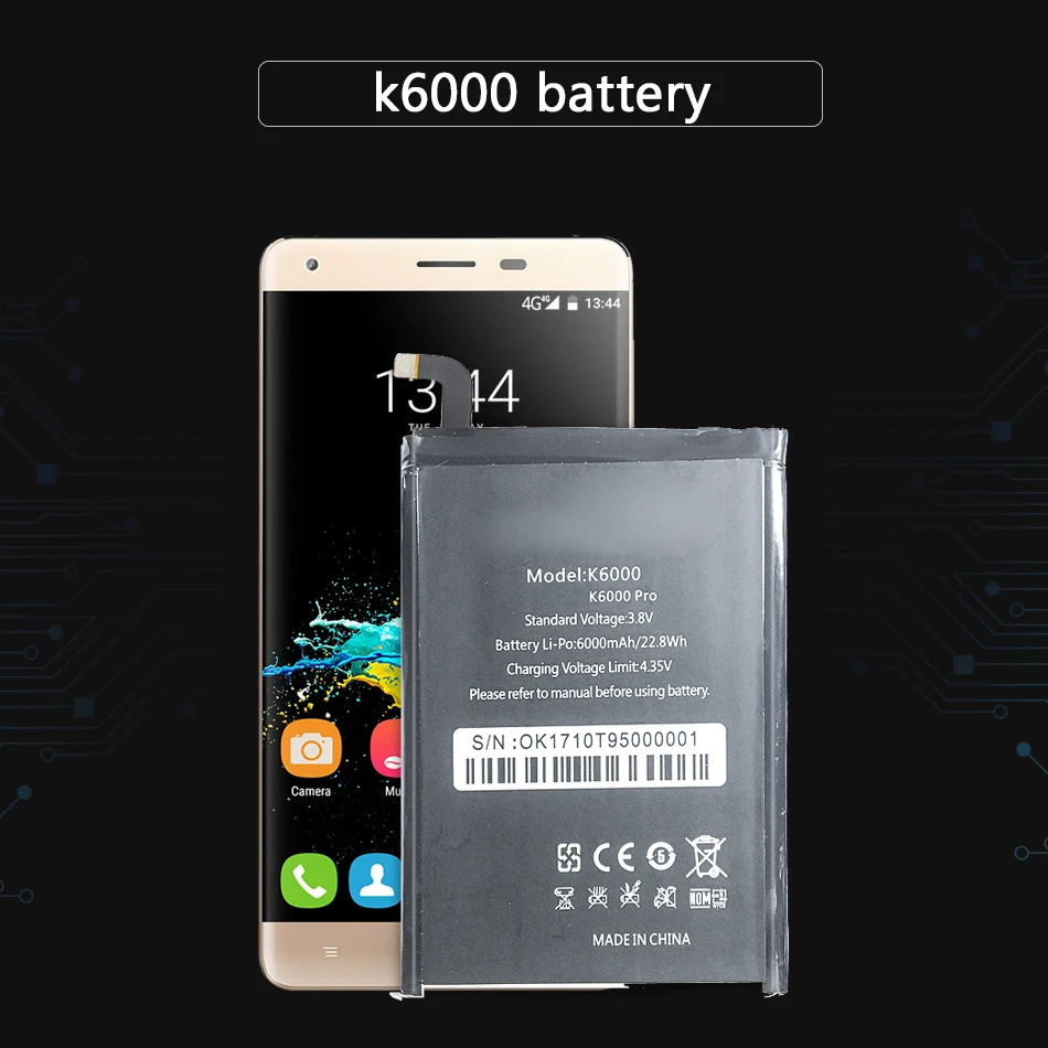 K6000 для Oukitel Pro литий ионная полимерная батарея 6000 мАч запасная сотового