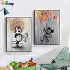 Диснеевский мультфильм Микки Маус граффити искусство фотография черные белые картины настенное искусство для спальни украшение для дома