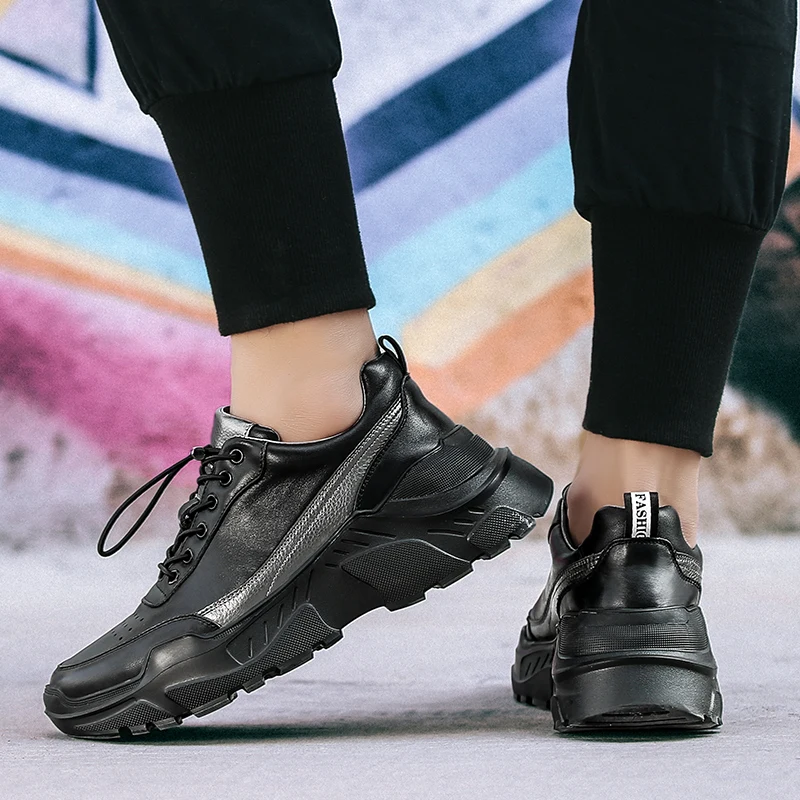 Lace Up Fashion Male Shoes Band New Men Genuine Leather Casual Leisure Height Increased Comfortable 2019 | Обувь