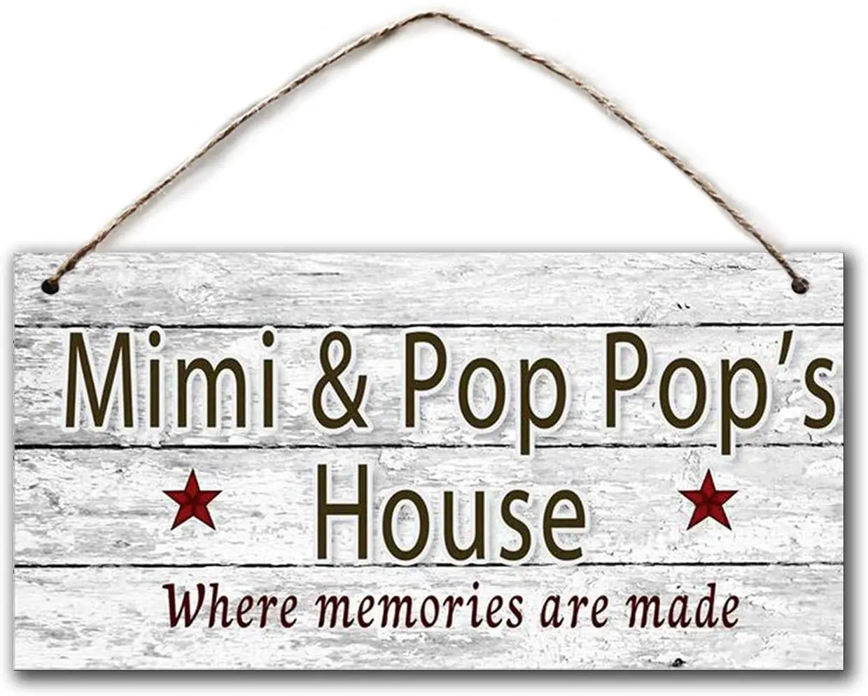 

Mimi and Pop Pop's House Sign, Where Memories are Made, Distressed Wall Art, Gift for Grandparents, 5" x 10" Sign