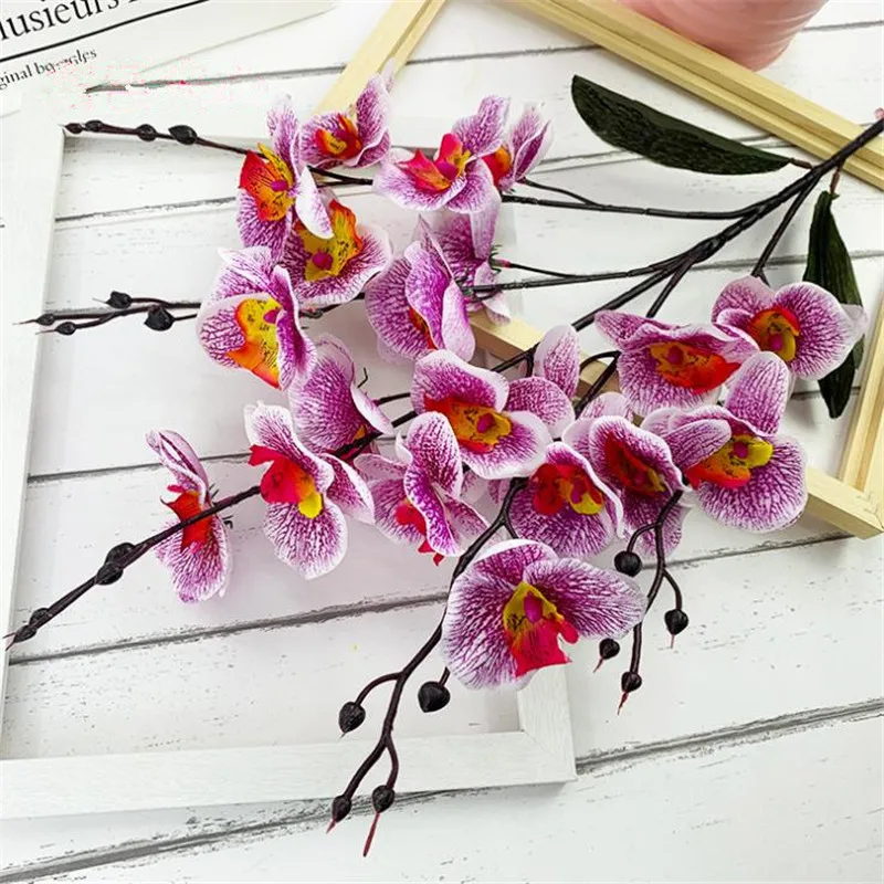 

10Pcs Fake Long Stem Phalaenopsis (5 stems/piece) 34.65" Simulation Month Orchids for Home Wedding Decorative Artificial Flowers