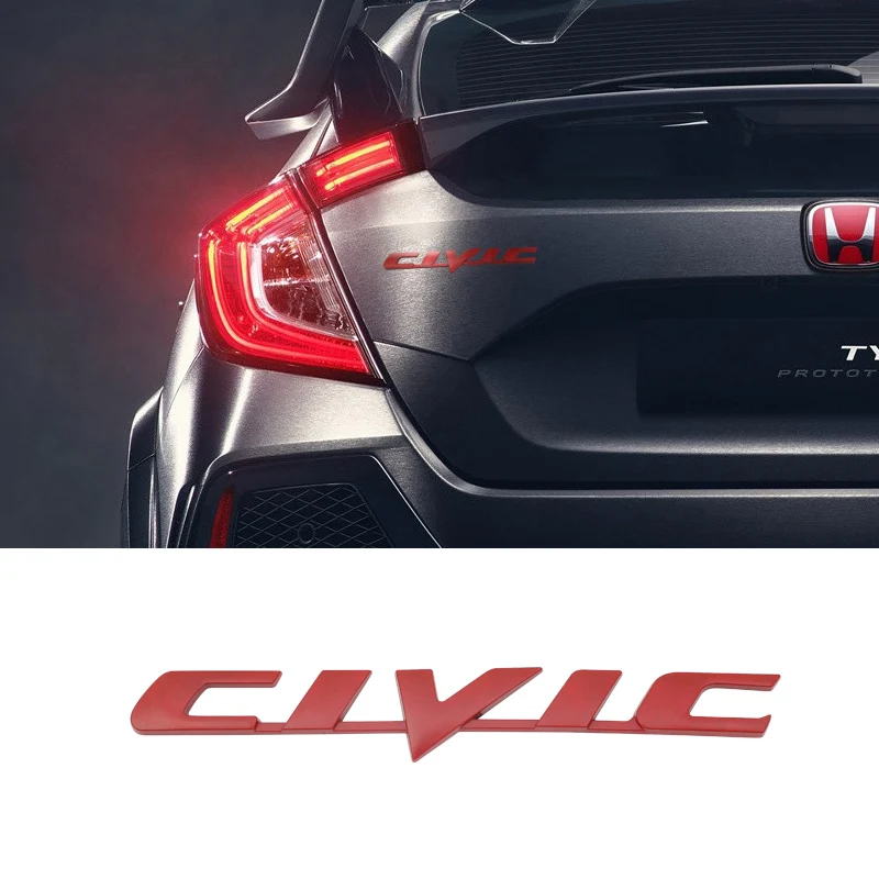 1Pcs 3D Metal Car Sticker Red VTEC Letter Logo Badge For Honda Civic Side Fender Rear Trunk Decal Accessories | Автомобили и