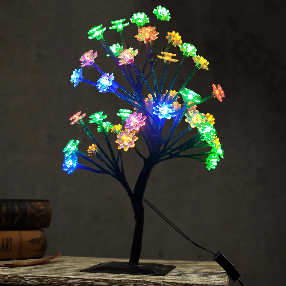 Mini LED Cherry Tree Lights Night Bright Reading Lamps Kids Children Gift Birthday Party Bedroom Indoor Decoration | Освещение