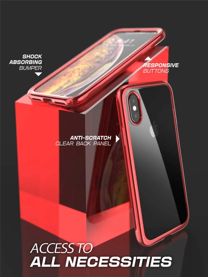 SUPCASE для iPhone X Xs чехол UB электро полный корпус Прозрачный блестящий тонкий Чехол-Обложка из смешанных материалов со встроенным протектором экрана