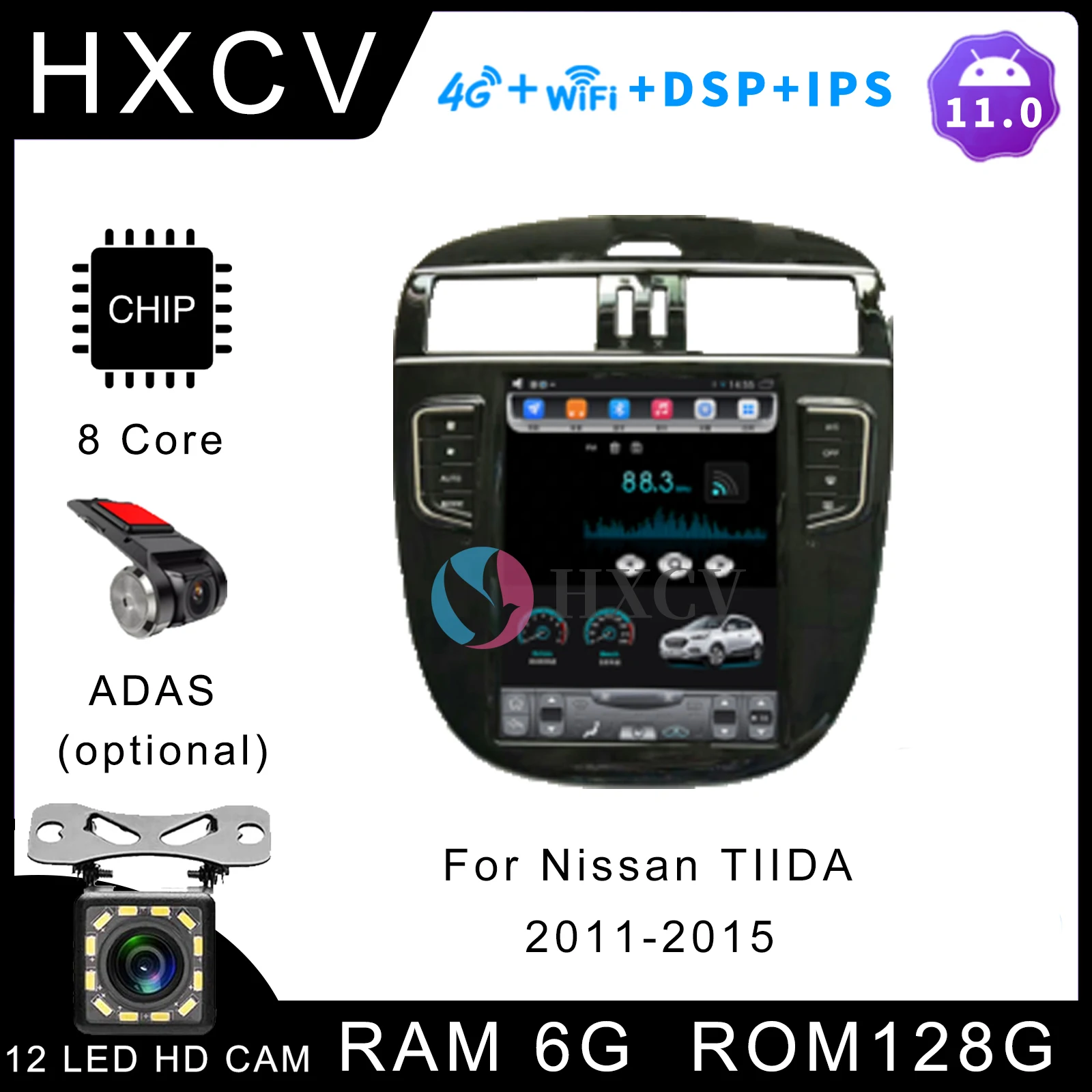 

Vertical Screen Tesla Style Android Smart car radio For Nissan Tiida 2011- 2015 gps navigator for car DAB+ Carplay 12.3 Inch