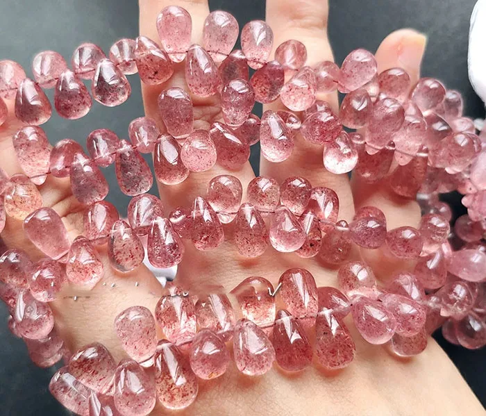 Граненые Красные граненые кварца клубники 8-9 мм для изготовления ювелирных