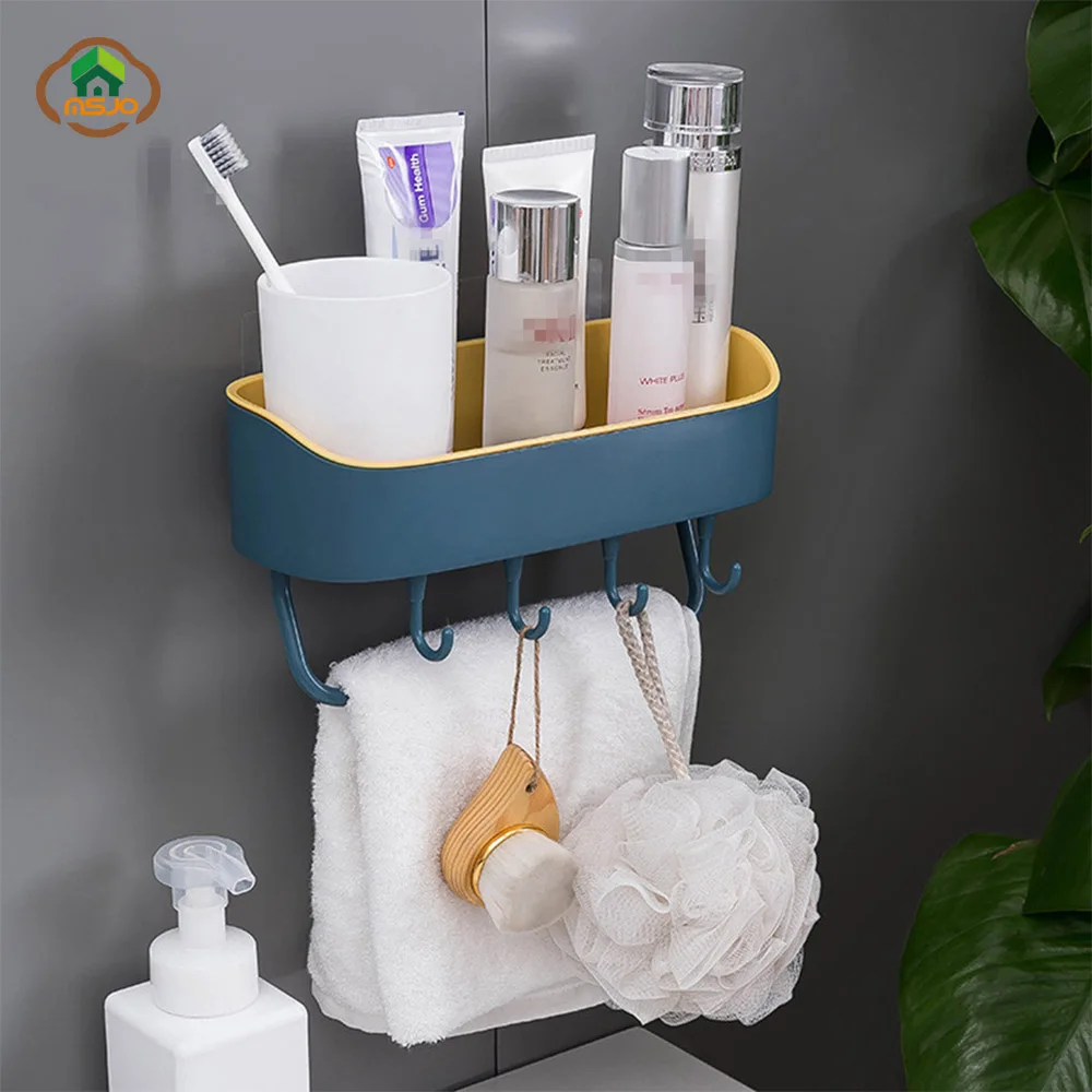 MSJO Bathroom Storage Shelf Toothbrush Toothpaste Holders Wall Shower Shampoo Organizer Kitchen Accessories Rack Hook Home Decor | Дом и сад