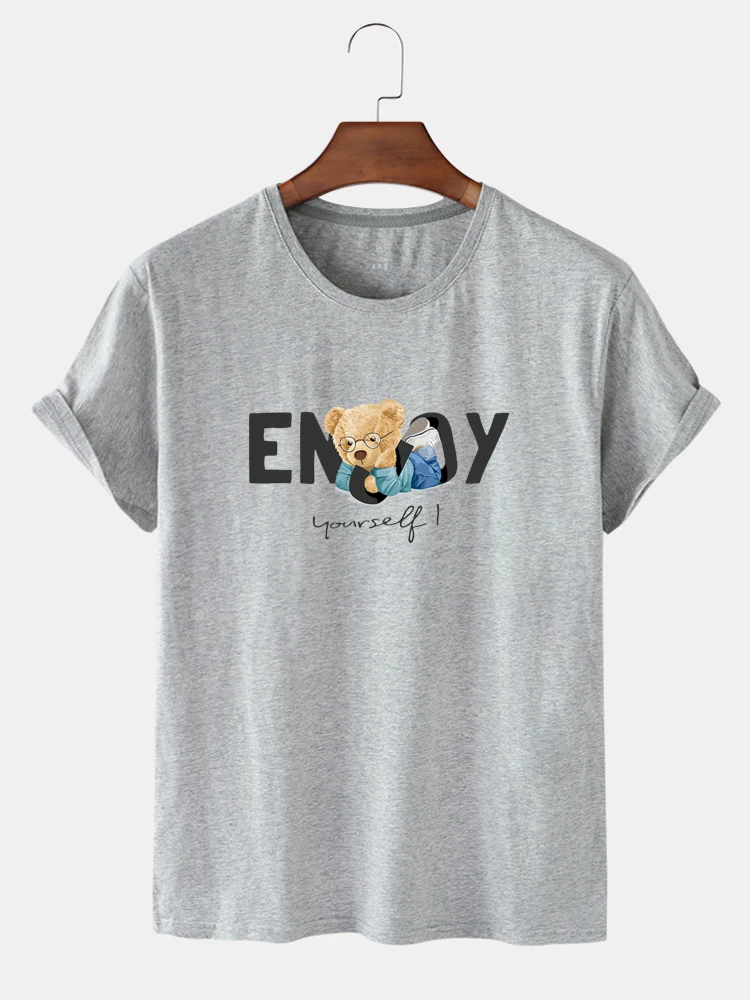 

Summer New Design Comfort Cute Letter Bear Pattern Printing All-Match Short Sleeve Round Neck T-shirt For Woman