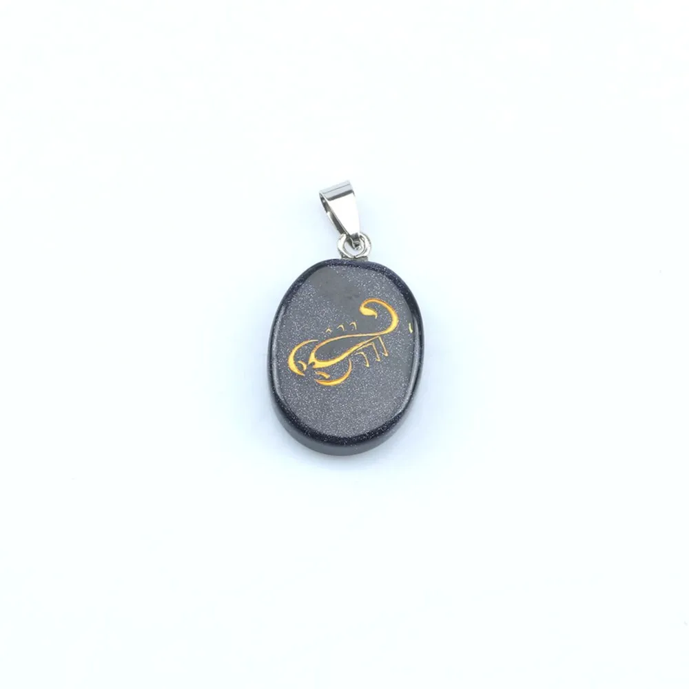 1 шт./лот подвеска в виде созвездия Овальный Голубой песок камень Gemini Cancer Leo Libra